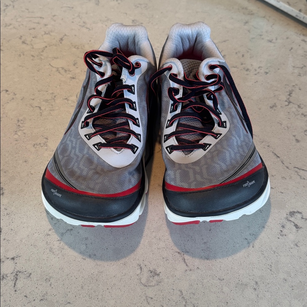 Altra Gray and Red Men's Running Shoes with White Midsole - Picture 2 of 5